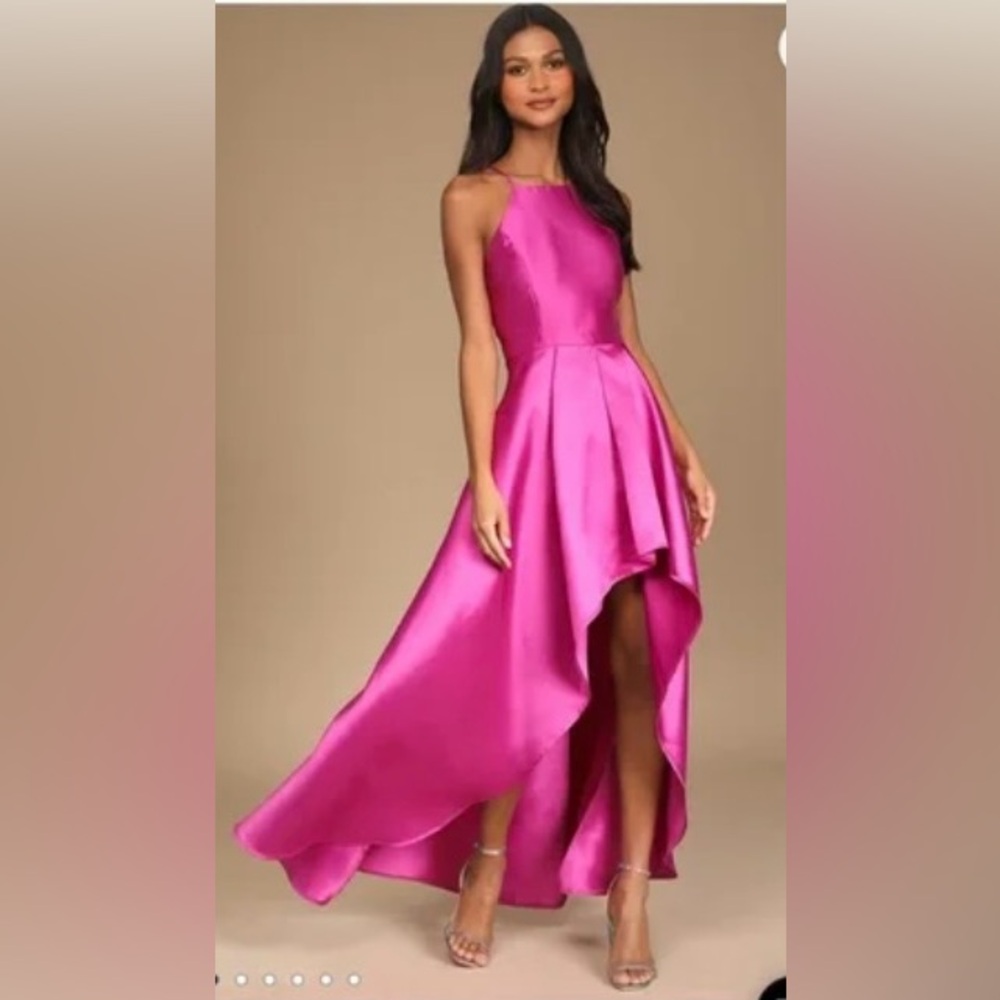 Lulus Size XS Broadway Show Magenta High-Low Gown
